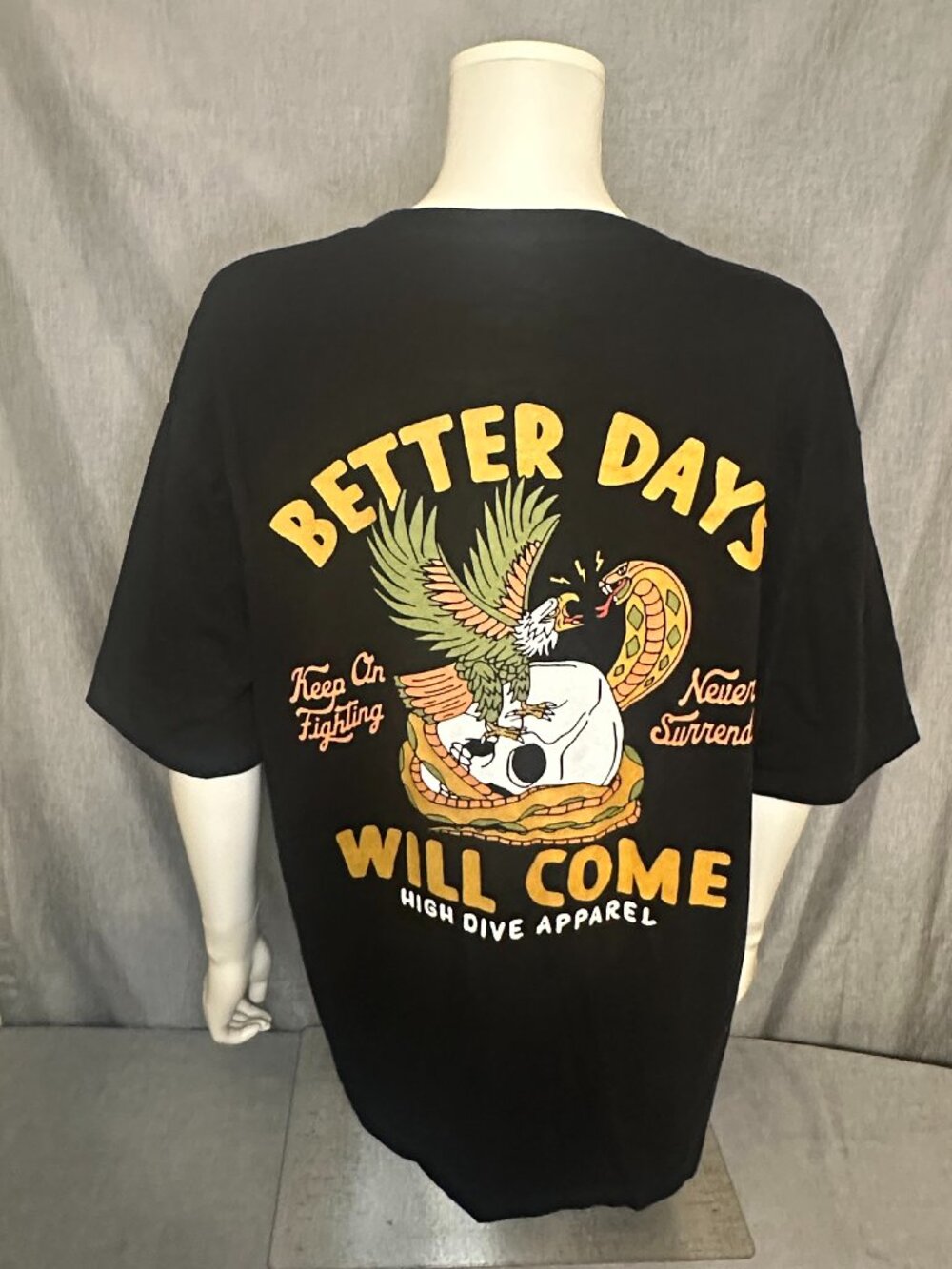 XL Better Days Will Come Mens Black Tshirt HIGH DIVE APPAREL